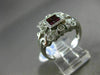 ESTATE 1.05CT DIAMOND & AAA RUBY 18KT WHITE GOLD 3D SQUARE FILIGREE FLORAL RING