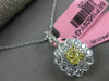 ESTATE GIA 1.36CT WHITE & FANCY YELLOW DIAMOND 18KT WHITE GOLD 3D FLOWER PENDANT