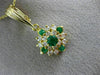 ESTATE .83CT DIAMOND & AAA EMERALD 14KT YELLOW GOLD 3D CLUSTER PENDANT #17629