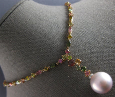 14.85CT DIAMOND & AAA TOURMALINE AAA PINK SOUTH SEA PEARL 18K ROSE GOLD NECKLACE