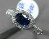 ESTATE 1.03CT DIAMOND & AAA SAPPHIRE 18KT WHITE GOLD HALO DESIGN ENGAGEMENT RING