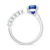 LARGE 4.59CT DIAMOND & AAA SAPPHIRE 18KT WHITE GOLD EMERALD CUT SOLITAIRE RING