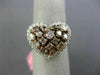 ESTATE LARGE 2.52CT WHITE & PINK DIAMOND 18KT 2 TONE GOLD HEART SHAPE LOVE RING