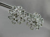 ANTIQUE LARGE 1.36CT DIAMOND 14KT WHITE GOLD 3D FLOWER EARRINGS STUNNING! #19466