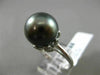 ESTATE LARGE .38CT DIAMOND 18KT WHITE GOLD TAHITIAN PEARL FLOWER SOLITARE RING