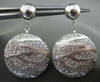 ESTATE LARGE 1.10CT DIAMOND 14KT WHITE GOLD 3D STRIPED CIRCULAR HANGING EARRINGS