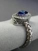 ESTATE .16CT DIAMOND & EVIL EYE 14KT WHITE GOLD 3D LUCKY FLEXIBLE WOVEN FUN RING