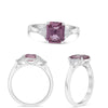 2.16CT DIAMOND & AAA PINK SAPPHIRE PLATINUM EMERALD CUT 3 STONE ENGAGEMENT RING