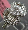 ESTATE 1.04CT ROUND BAGUETTE DIAMOND 18KT WHITE GOLD 3D DOUBLE HEART FLOWER RING