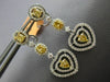 ESTATE LARGE 2.34CT WHITE & FANCY YELLOW DIAMOND 18KT 2 TONE GOLD HEART EARRINGS