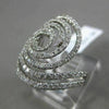 ESTATE LARGE 1.32CT DIAMOND 18KT WHITE GOLD 3D ROUND MULTI ROW SWIRL FUN RING