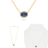 LARGE 2.59CT DIAMOND & AAA SAPPHIRE 14K YELLOW GOLD OVAL SOLITAIRE LOVE NECKLACE