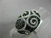 ESTATE LARGE 1.89CT WHITE & BLACK DIAMOND 18KT WHITE GOLD OVAL FILIGREE FUN RING