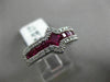 ESTATE 1.57CT DIAMOND & AAA RUBY 18KT WHITE GOLD 3D SIDEWAYS SQUARE PROMISE RING