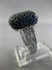 ESTATE LARGE 2.82CT DIAMOND & AAA SAPPHIRE 18KT WHITE GOLD 3D SQUARE PAVE RING