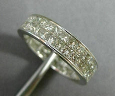 ESTATE 2.31CT PRINCESS DIAMOND 14K WHITE GOLD 3D 2 ROW ETERNITY ANNIVERSARY RING