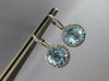 5.30CT DIAMOND & AAA BLUE TOPAZ 14KT WHITE GOLD HALO LEVERBACK HANGING EARRINGS