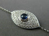 ESTATE WIDE .82CT DIAMOND & AAA SAPPHIRE 18K WHITE GOLD EVIL EYE LUCKY BRACELET