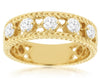 WIDE .70CT DIAMOND 14KT YELLOW GOLD 3D FILIGREE 5 STONE WEDDING ANNIVERSARY RING