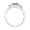 2.16CT DIAMOND & AAA PINK SAPPHIRE PLATINUM EMERALD CUT 3 STONE ENGAGEMENT RING
