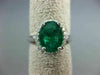 LARGE 3CT DIAMOND & AAA COLOMBIAN EMERALD 14K WHITE GOLD 3D HALO ENGAGEMENT RING