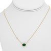 1.32CT DIAMOND & AAA EMERALD 14KT YELLOW GOLD OVAL & ROUND BY THE YARD NECKLACE