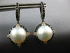 1.64CT WHITE & BLACK DIAMOND & SOUTH SEA PEARL 18KT BLACK GOLD HANGING EARRINGS