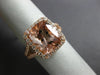ESTATE LARGE 5.10CT DIAMOND & AAA MORGANITE 14KT ROSE GOLD HALO ENGAGEMENT RING