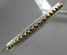 ESTATE .26CT DIAMOND 14KT WHITE & ROSE 3D GOLD PYRAMID SPIKE FUN BANGLE BRACELET