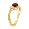 .86CT DIAMOND AAA RUBY 14KT YELLOW GOLD PEAR SHAPE & ROUND DOUBLE SOLITAIRE RING
