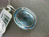 ESTATE EXTRA LARGE 15.68CT DIAMOND & BLUE TOPAZ 14K WHITE GOLD HALO OVAL PENDANT