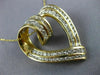ESTATE EXTRA LARGE 3.07CT DIAMOND 14KT YELLOW GOLD 3D OPEN HEART SLIDE PENDANT