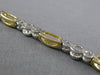 ESTATE 1.10CT DIAMOND 14K TWO TONE GOLD THREE STONE BEZEL TENNIS BRACELET #15639