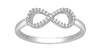 ESTATE 0.1CT DIAMOND 14KT WHITE GOLD ROUND 3D CLASSIC INFINITY LOVE RING