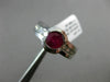 ESTATE WIDE 1.64CT DIAMOND & RUBY PLATINUM SEMI BEZEL SOLITAIRE ENGAGEMENT RING