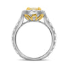 ESTATE LARGE 2.82CT WHITE & FANCY YELLOW DIAMOND 18K 2 TONE GOLD ENGAGEMENT RING
