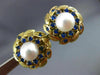 ESTATE 1.0CT AAA SAPPHIRE & SOUTH SEA PEARL 14K YELLOW GOLD 3D EARRINGS #20788