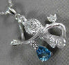 ESTATE .75CT DIAMOND & AAA PEAR SHAPE BLUE TOPAZ 14KT WHITE GOLD 3D BIRD PENDANT