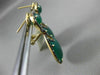 ESTATE LARGE 1.15CT DIAMOND & GREEN AGATE 14K YELLOW GOLD 3D PEAR SHAPE EARRINGS