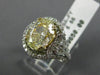 LARGE 3.90CT WHITE & FANCY YELLOW DIAMOND 14KR WHITE GOLD HEART ENGAGEMENT RING