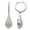 ESTATE 1.39CT DIAMOND 18KT WHITE GOLD 3D CLASSIC TEAR DROP PAVE HANGING EARRINGS