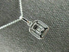 ESTATE .45CT DIAMOND 18K WHITE GOLD ROUND & BAGUETTE CLUSTER SQUARE HALO PENDANT