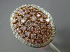 ESTATE LARGE 1.64CT PINK & WHITE DIAMOND 18KT 2 TONE GOLD 3D OVAL FILIGREE RING