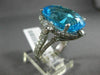 EXTRA LARGE 16.75CT DIAMOND & AAA OVAL BLUE TOPAZ 14KT WHITE GOLD HALO FUN RING