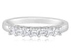 .49CT DIAMOND 18KT WHITE GOLD CUSHION CUT 7 STONE SHARED PRONG ANNIVERSARY RING