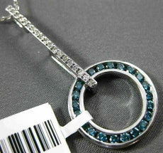 ESTATE .81CT WHITE & BLUE DIAMOND 14KT WHITE GOLD 3D CIRCLE OF LIFE KEY PENDANT