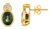 4.04CT DIAMOND & AAA GREEN SAPPHIRE 14KT YELLOW GOLD OVAL & ROUND STUD EARRINGS