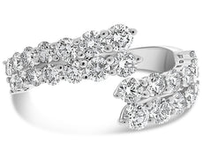 LARGE 2.0CT DIAMOND 14KT WHITE GOLD 3D 2 ROW SHARED PRONG CRISS CROSS LOVE RING