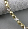 ESTATE .85CTW DIAMOND 14K WHITE YELLOW GOLD BAMBOO LINK BRACELET 4MM WIDE #10186