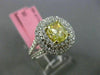 ESTATE LARGE GIA 2.16CT DIAMOND 18KT TWO TONE GOLD DOUBLE HALO ENGAGEMENT RING